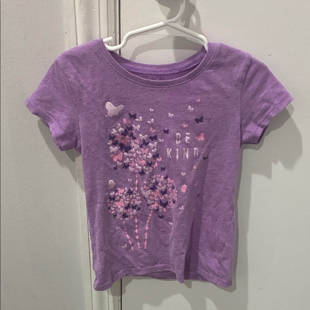 The Children’s Place Purple Girls T-Shirt with Butterfly Design Size 5/6